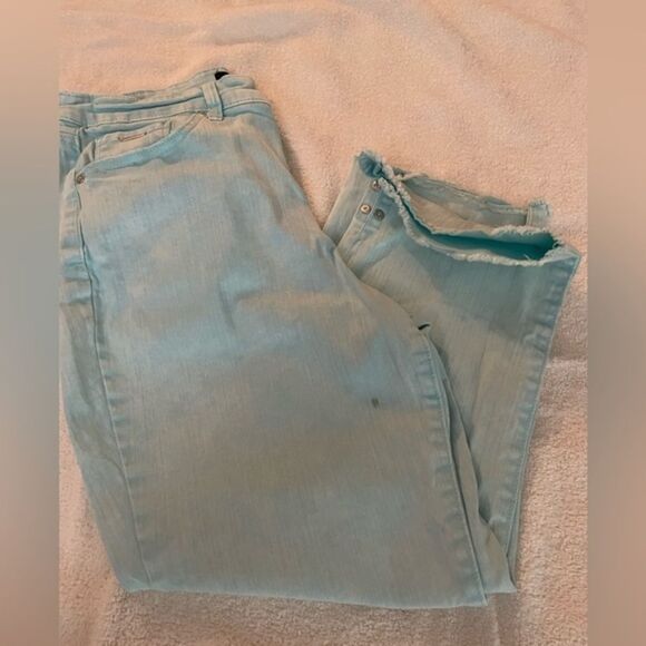 Size 10 Nine West frayed hem stretch 5-pocket zipper front belt Christie Capri - Picture 7 of 14